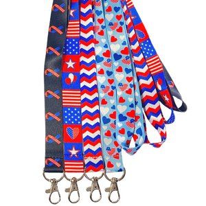 Execucat Brand Set of 4 USA Patriotic Lanyards Key Chain ID Badge Holder